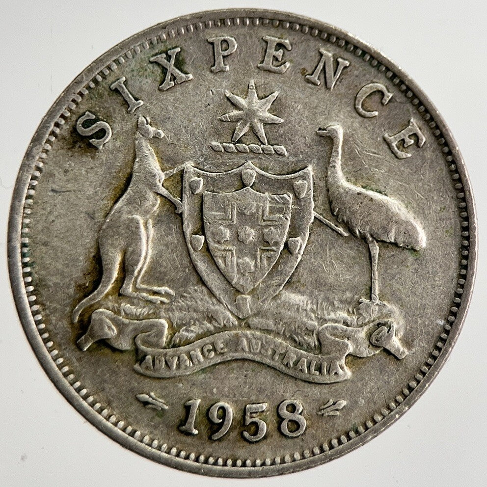 1958 Australia Sixpence Silver Coin | Fine Collectable Grade | a8525