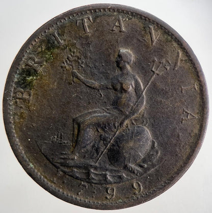 1799 George 3rd III Half-Penny British Coin | Fine Collectable Grade | a9042
