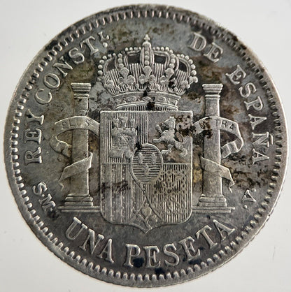 1904 Spain One Una Peseta Silver Coin | Very High Grade | a8981