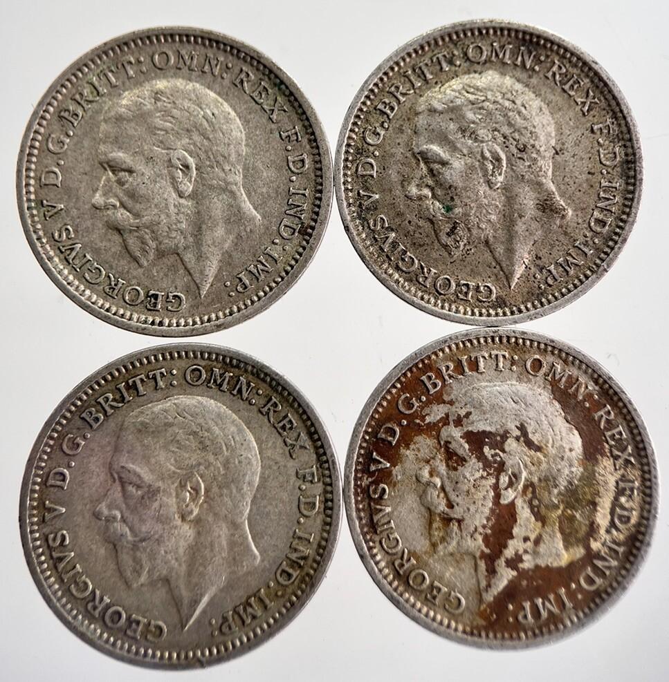 1933/34/35/36 George V Threepence Silver Coins | Very High Grade | a8739