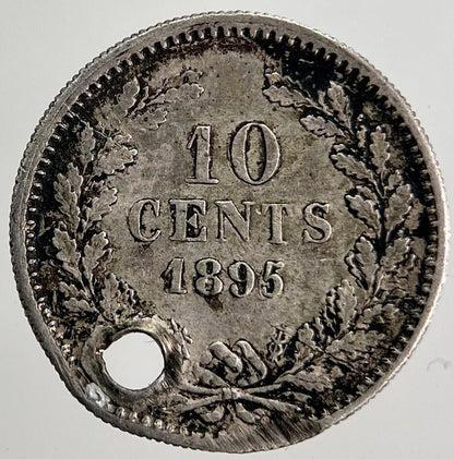 1895 Netherlands 10 Cents Silver Coin | Fine Collectable Grade | a8403