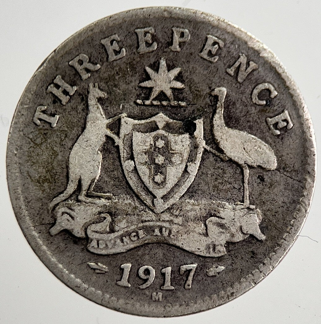 1917-M Australia Threepence Silver Coin | Collectable Grade | a8523