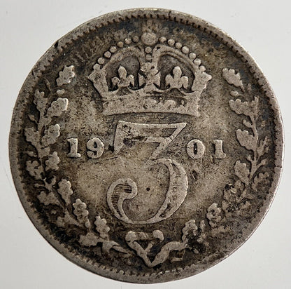 1901 Victoria Threepence Silver Coin | Collectable Grade | a8806