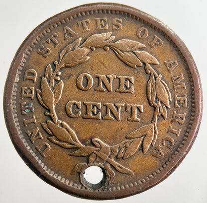 1842 US USA Large 1 One Cent Coin | Fine Collectable Grade | a8971