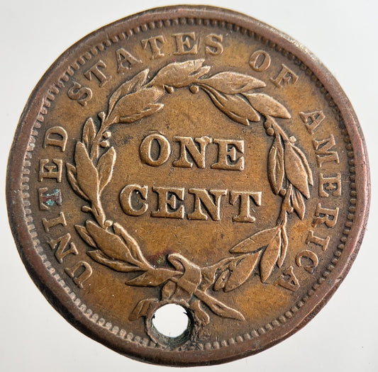 1842 US USA Large 1 One Cent Coin | Fine Collectable Grade | a8971