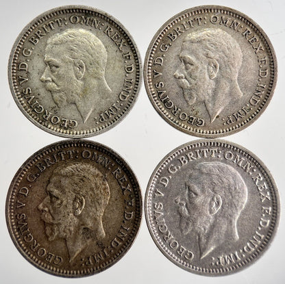 1933/34/35/36 George V Threepence Silver Coins | Very High Grade | a8741
