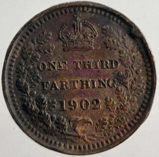 1902 Edward VII 1/3 One Third Farthing Coin | Very High Grade | a8983