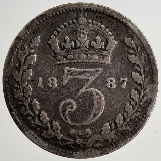 1887 Victoria Threepence Silver Coin | Fine Collectable Grade | a8504