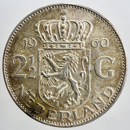 1960 Netherlands 2 1/2 Two Half Gulden Silver Coin | Very High Grade