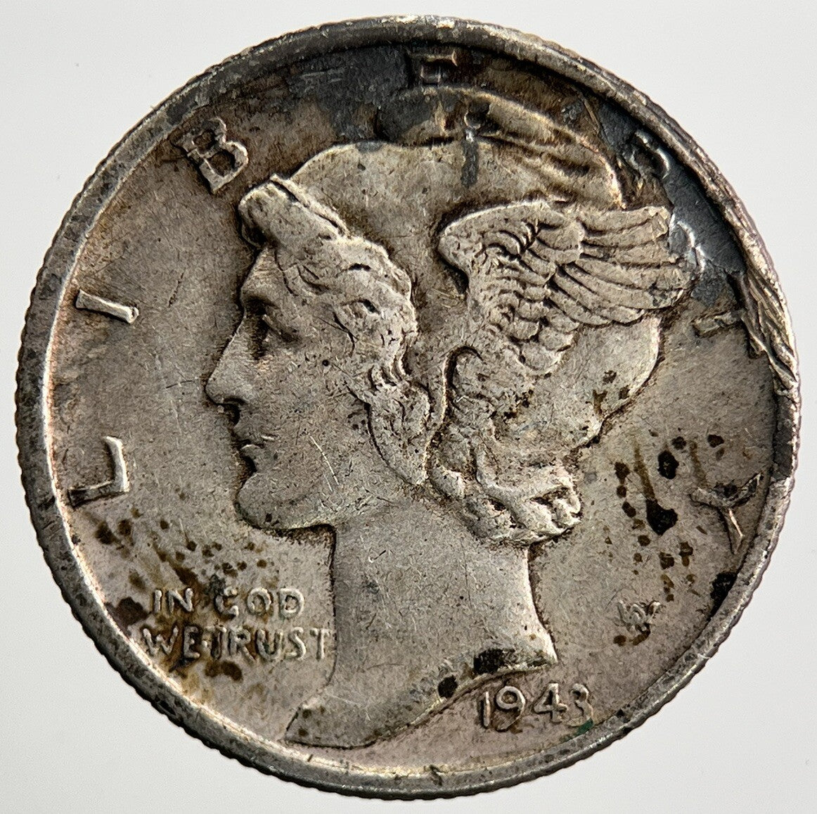 1943 US USA Mercury Dime Silver Coin | Very High Grade