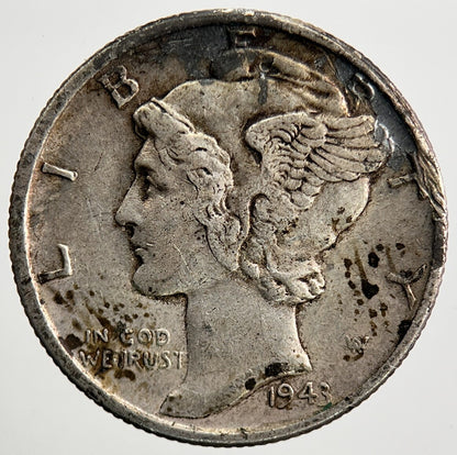 1943 US USA Mercury Dime Silver Coin | Very High Grade