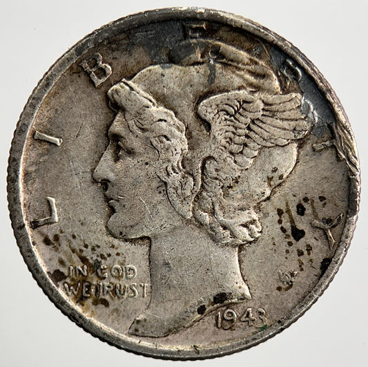1943 US USA Mercury Dime Silver Coin | Very High Grade
