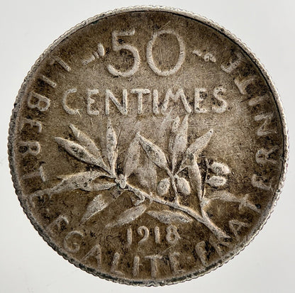 1918 France 50 Centimes Silver Coin | Collectable Grade