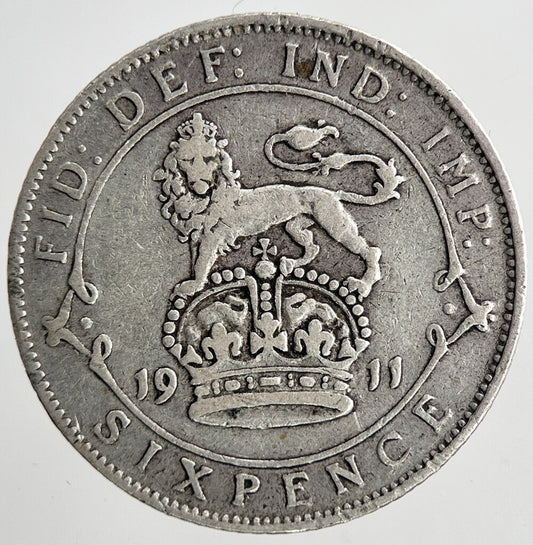 1911 George V Sixpence Silver Coin | Fine Collectable Grade | a6967