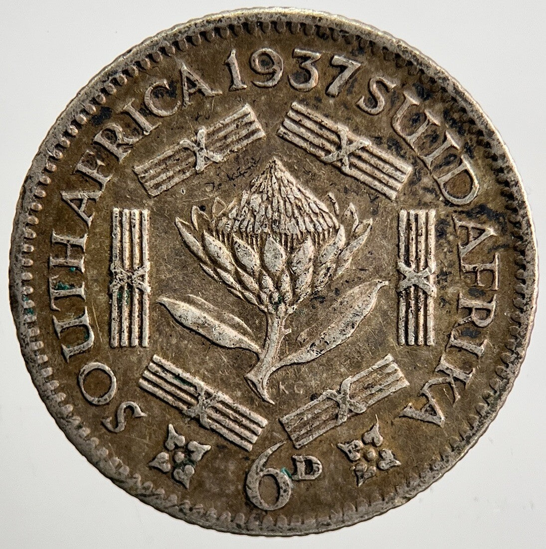 1937 South Africa Sixpence Silver Coin | Fine Collectable Grade