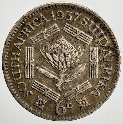 1937 South Africa Sixpence Silver Coin | Fine Collectable Grade
