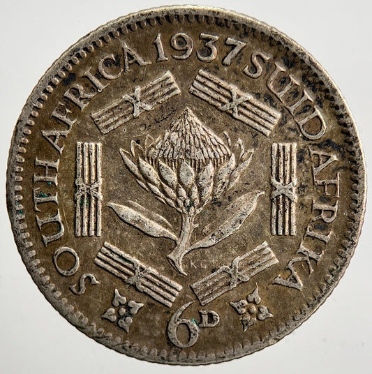 1937 South Africa Sixpence Silver Coin | Fine Collectable Grade