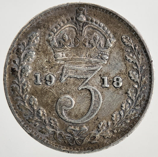 1918 George V Threepence Silver Coin | Fine Collectable Grade | a6932