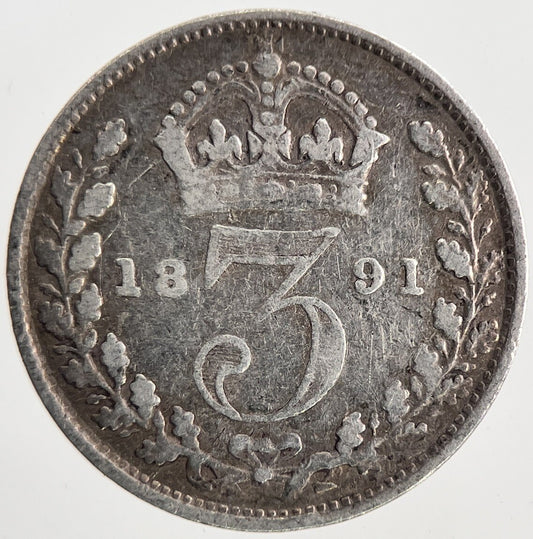 1891 Victoria Threepence Silver Coin | Fine Collectable Grade | a6940