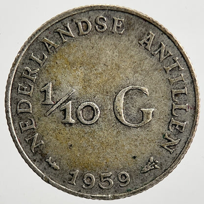 1959 Netherlands 1/10 Gulden Silver Coin | Fine Collectable Grade
