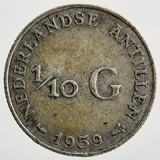 1959 Netherlands 1/10 Gulden Silver Coin | Fine Collectable Grade