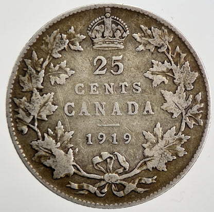 1919 Canada 25 Cents Silver Coin | Fine Collectable Grade