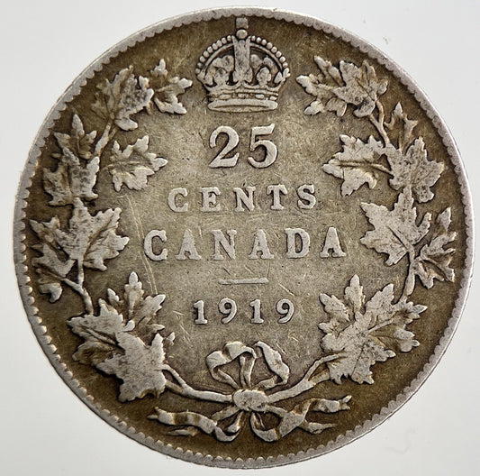 1919 Canada 25 Cents Silver Coin | Fine Collectable Grade