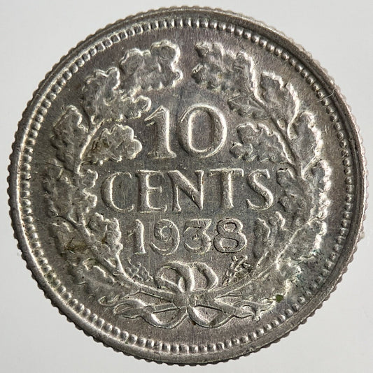 1938 Netherlands 10 Cents Silver Coin | Fine Collectable Grade | a6930