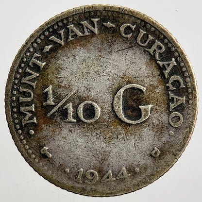 1944 Netherlands 1/10 Gulden Silver Coin | Collectable Grade