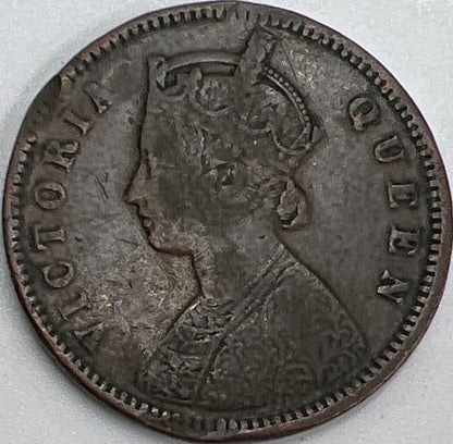 1876 India 1/4 One Quarter Anna Coin | Fair Grade