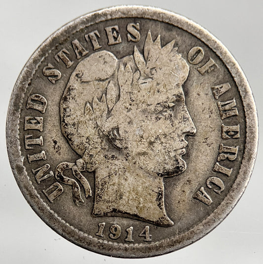 1914 US USA Barber One Dime Silver Coin | Collectable Grade