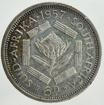 1957 South Africa Sixpence Silver Coin | Fine Collectable Grade | a6981