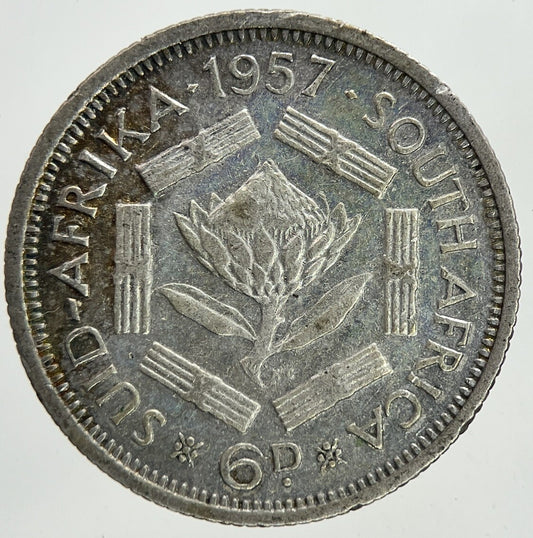 1957 South Africa Sixpence Silver Coin | Fine Collectable Grade | a6981