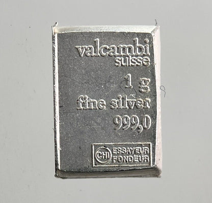 Valcambi Suisse 1g One Gram .999 Silver Bullion Bar