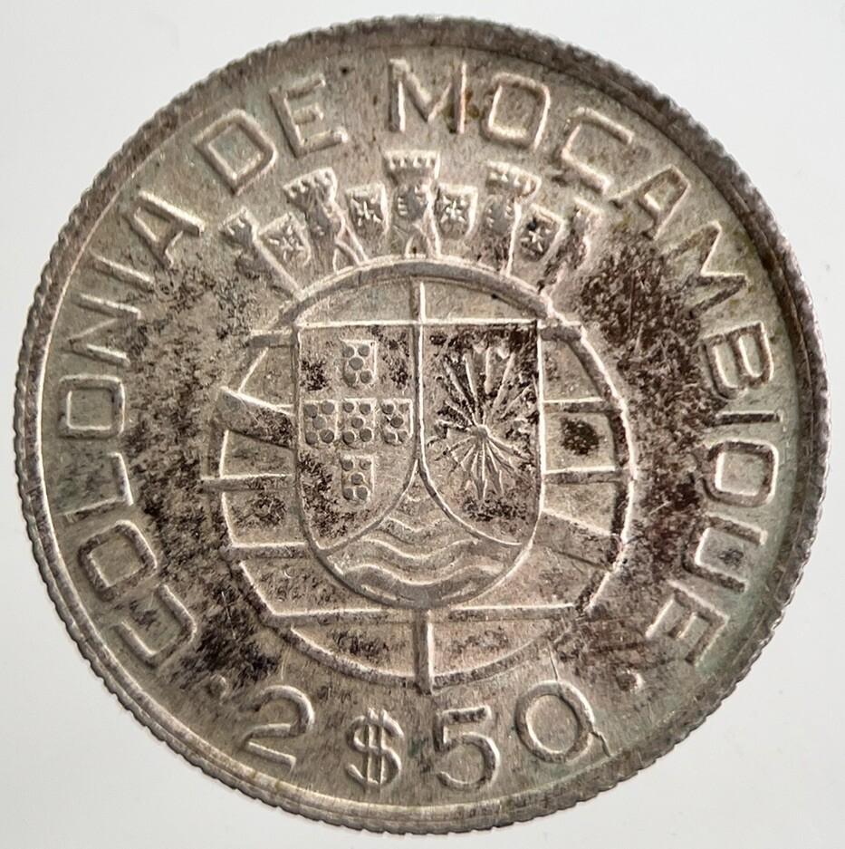 1950 Mozambique 2.5 Escudos Silver Coin | Very High Grade