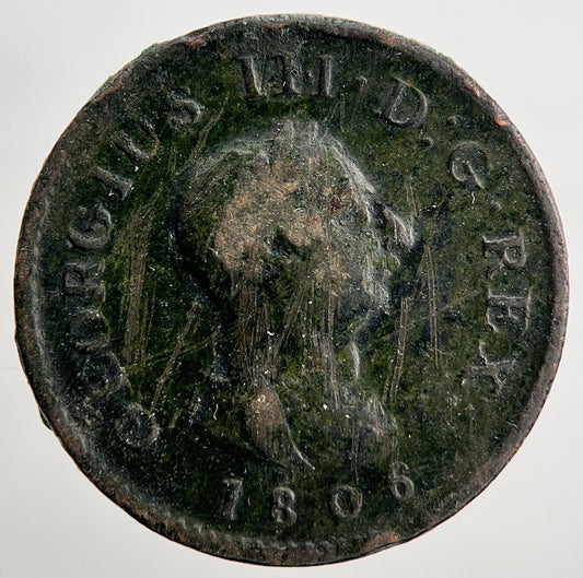 1806 George 3rd III Farthing Coin | Fair Grade
