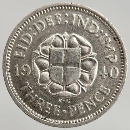 1940 George V Threepence Silver Coin | Very High Grade