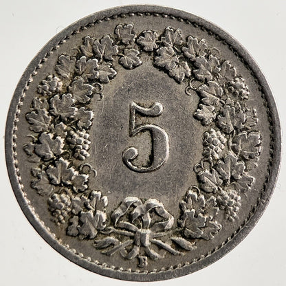 1920 Switzerland Swiss 5 Rappen Coin | Fine Collectable Grade