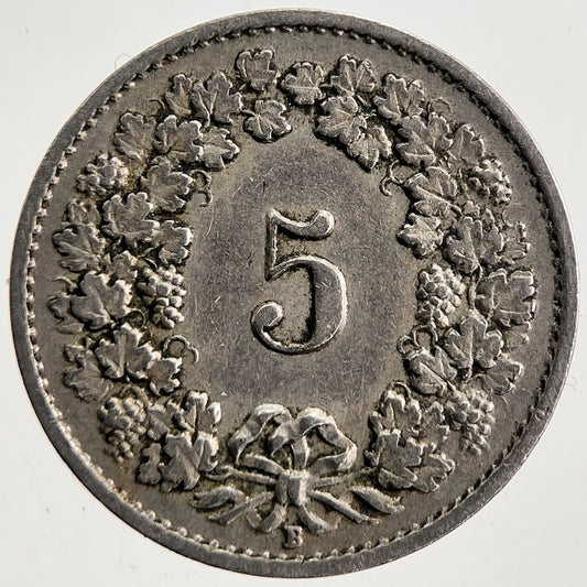 1920 Switzerland Swiss 5 Rappen Coin | Fine Collectable Grade