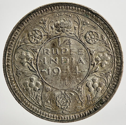1944 India Quarter 1/4 Rupee Silver Coin | Fine Collectable Grade