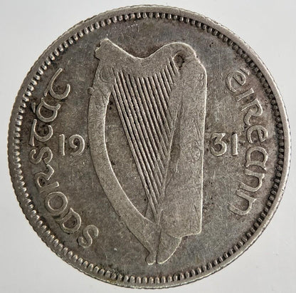 1931 Irish Shilling 1s Bull Silver Coin | Collectable Grade | a9029