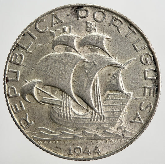 1944 Portugal 2.5 - 2 1/2 Escudos Silver Coin | Very High Grade