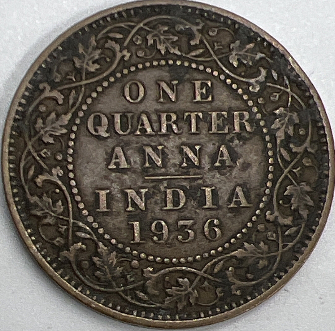 1936 India One Quarter 1/4 Anna Coin | Collectable Grade