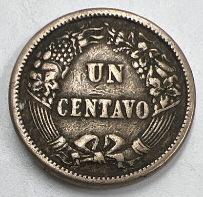 1864 Peru Un 1 One Centavo Coin | Fine Collectable Grade