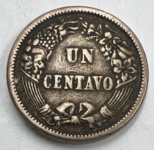 1864 Peru Un 1 One Centavo Coin | Fine Collectable Grade