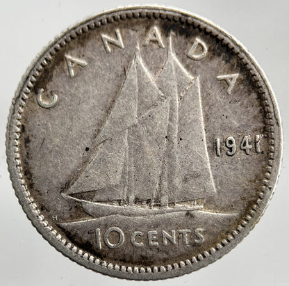 1941 Canadia 10 Cents Silver Coin | Collectable Grade