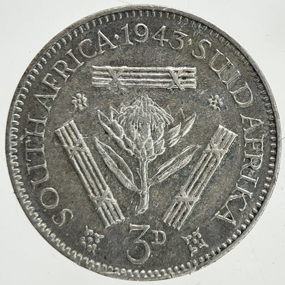 1943 South Africa Threepence Silver Coin | Fine Collectable Grade | a6988