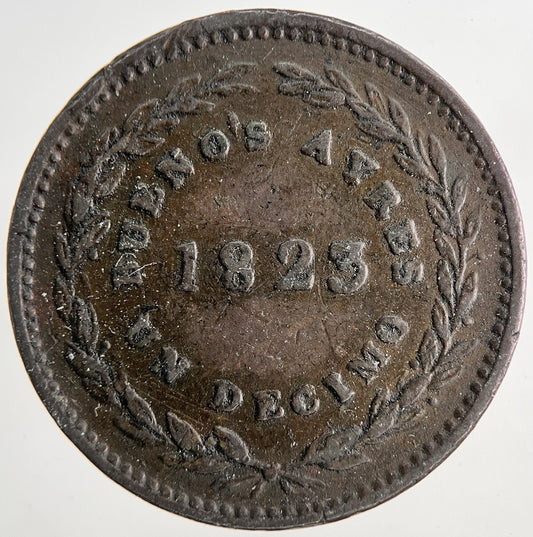 1823 Argentina Un 1 Decimo Coin | Fine Collectable Grade | a9025