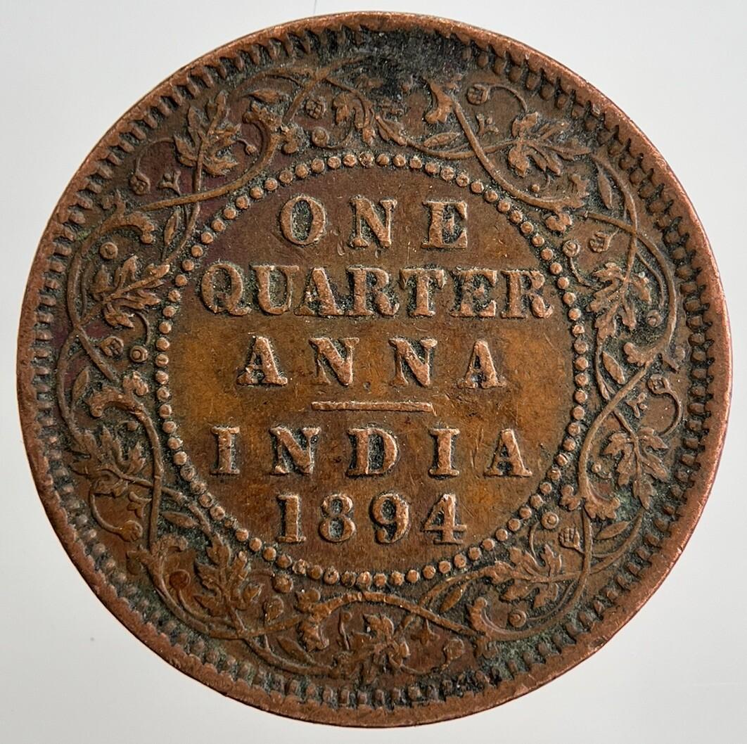 1894 India 1/4 Quarter Anna Coin | Very High Grade