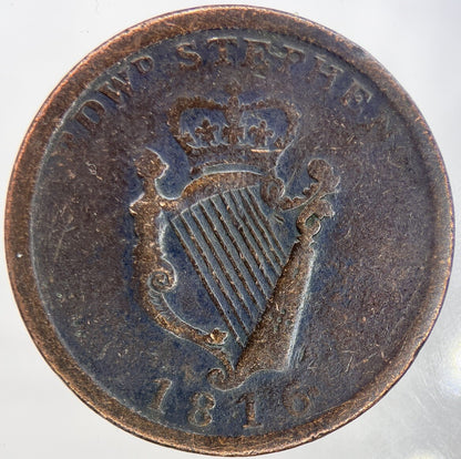 1816 Irish Edward Stephens Penny Coin | Collectable Grade | a298